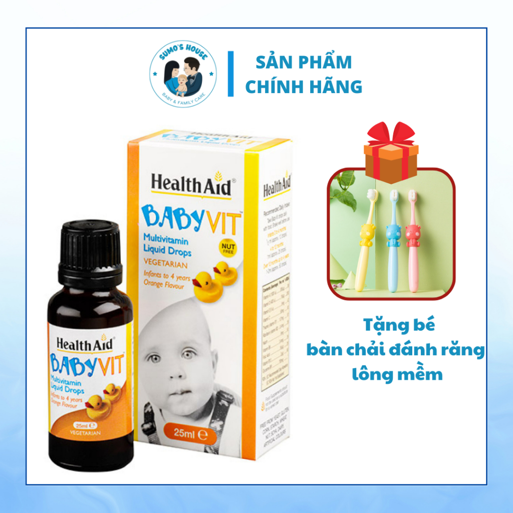 Healthaid Baby Vit Drops – Bổ Sung Vitamin Khoáng Chất Cho Trẻ, Tăng Sức Đề Kháng 25ml (từ 0 Đến 4 Tuổi)