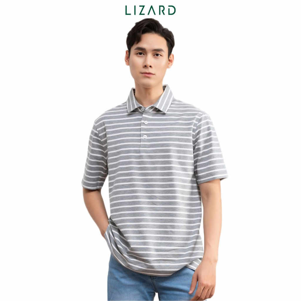 Áo Polo kẻ sọc nam striped LIZARD 100% cotton cao cấp thấm hút mồ hôi - 1SP23T004