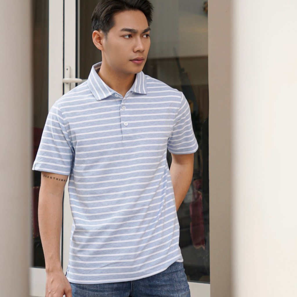 Áo Polo kẻ sọc nam striped LIZARD 100% cotton cao cấp thấm hút mồ hôi - 1SP23T004