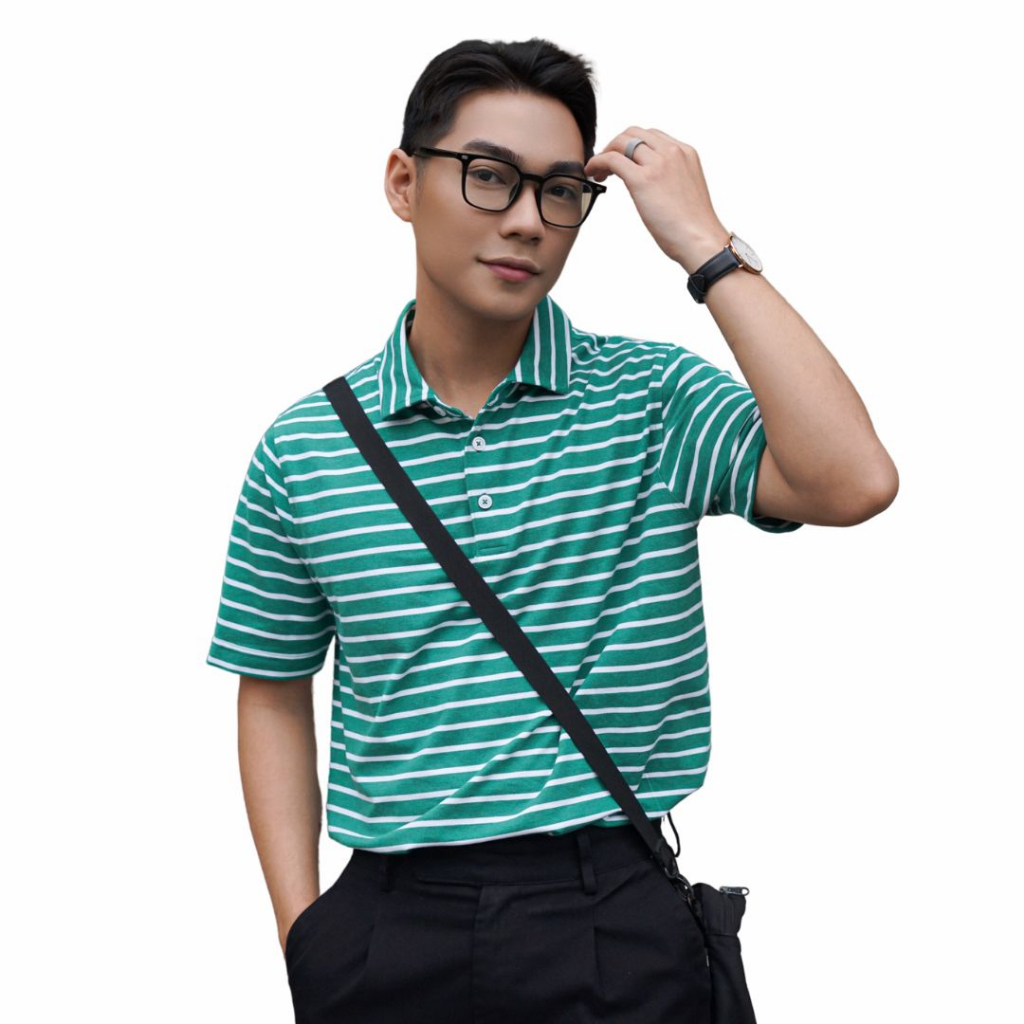 Áo Polo kẻ sọc nam striped LIZARD 100% cotton cao cấp thấm hút mồ hôi - 1SP23T004