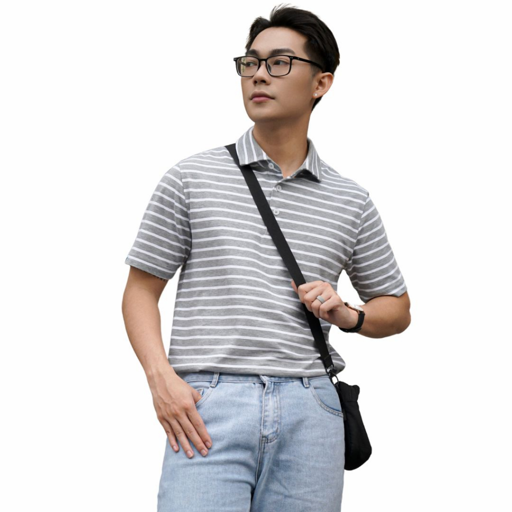 Áo Polo kẻ sọc nam striped LIZARD 100% cotton cao cấp thấm hút mồ hôi - 1SP23T004