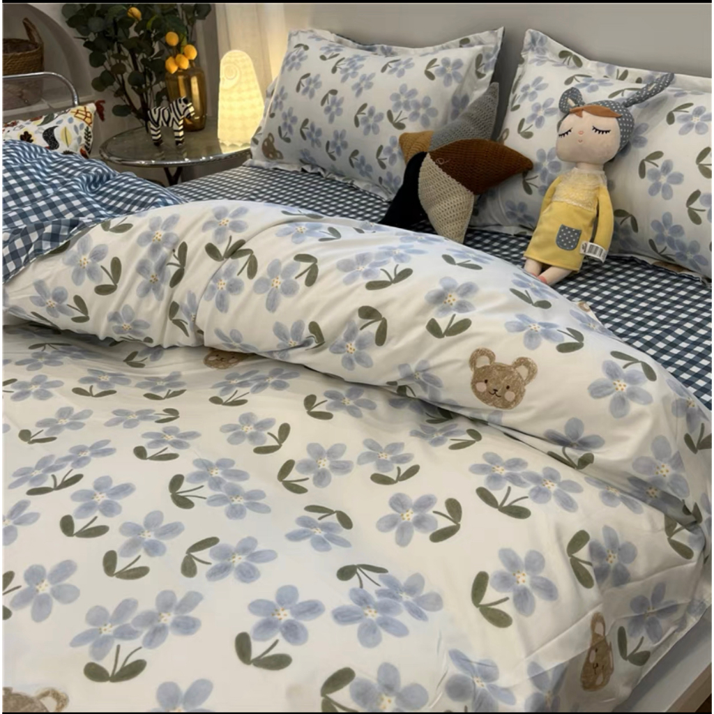 [BST 17] Bộ chăn ga gối Cotton Poly EmmiBedding phong cách Hàn Quốc Drap giường cotton hot trend (không kèm ruột)