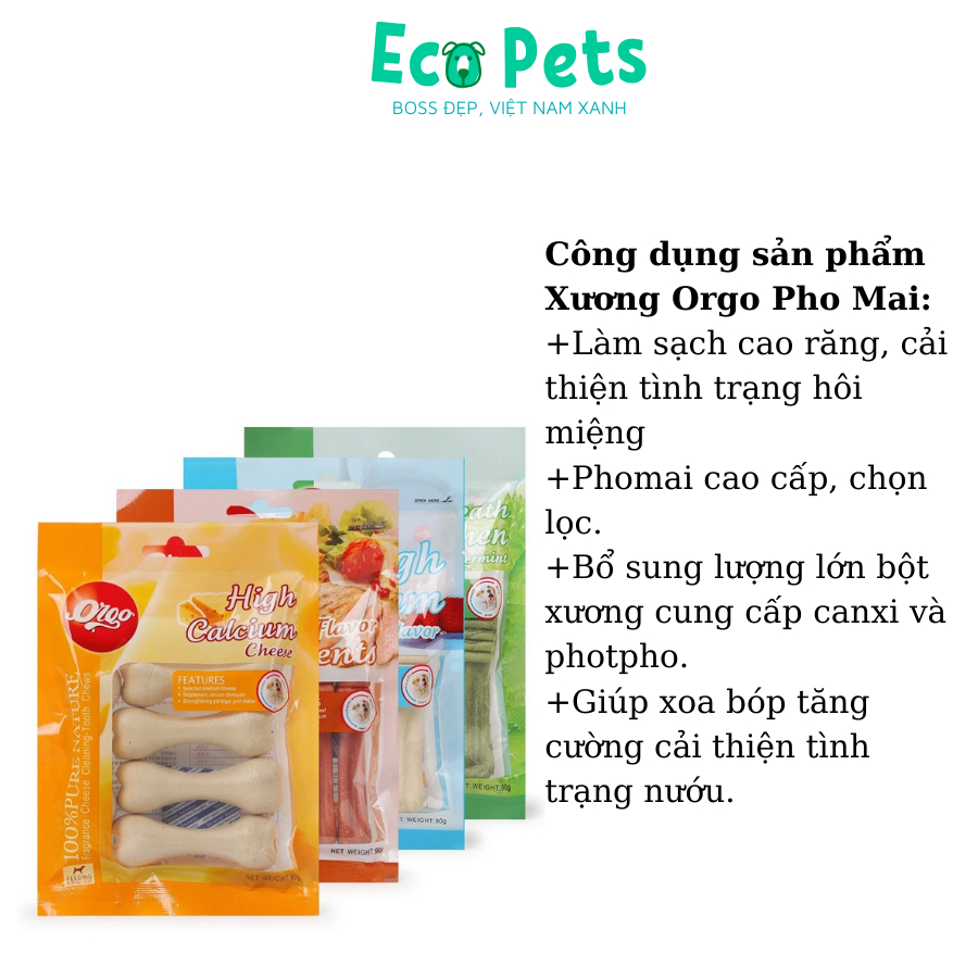 Thức ăn chó mèo xương Orgo ECOPETS làm sạch răng cho chó