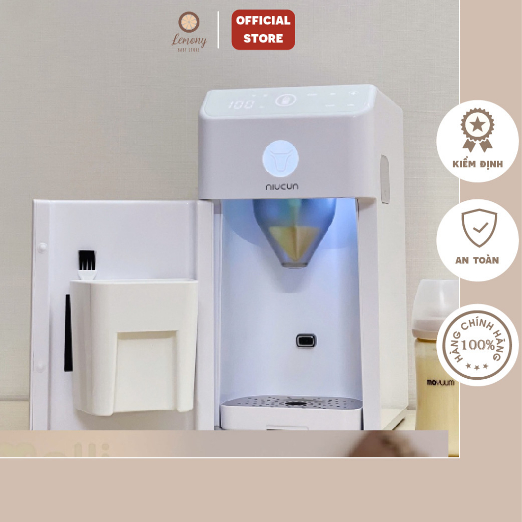 Máy pha sữa Niucun có tiệt trùng UV thông minh, sấy khô, pha được tất cả các loai sữa từ 35-70 độ - BH 12 THÁNG