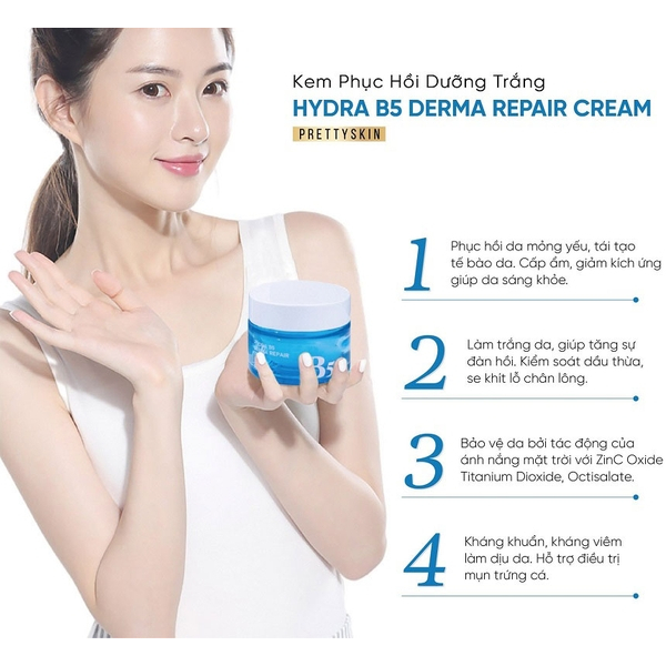 Kem Dưỡng Phục Hồi Trắng Da PrettySkin Hydra B5 Derma Repair Cream 52ml
