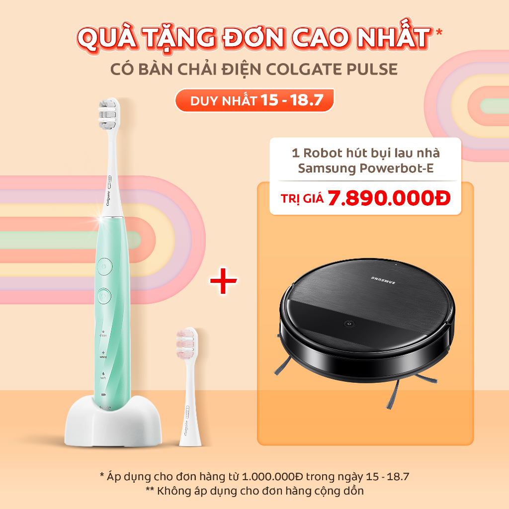 Bàn chải điện Colgate trắng sáng với 33 chế độ chăm sóc + Đầu thay