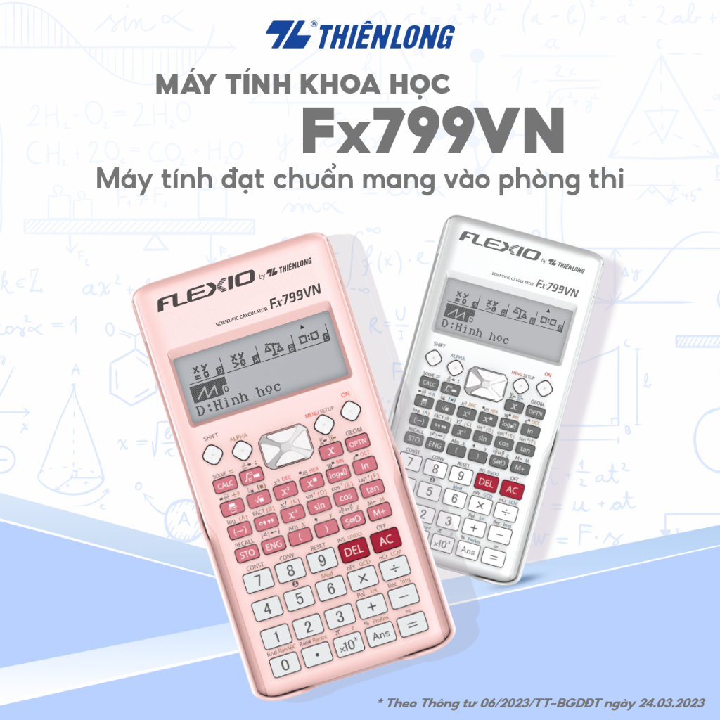 Máy tính cầm tay Flexio Fx799VN Thiên Long - Máy tính bỏ túi chính hãng cho học sinh, sinh viên đạt chuẩn