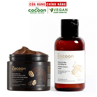 Combo Toner bí đao cân bằng da cocoon 140ml + Cà phê đắc lắc sạch da chết cocoon 200ml HŨ