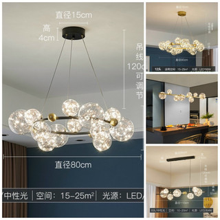 Đèn thả bàn ăn chao thủy tinh tích hợp dải Led, Đèn thả Decor trang trí nội thất phong cách Bắc Âu