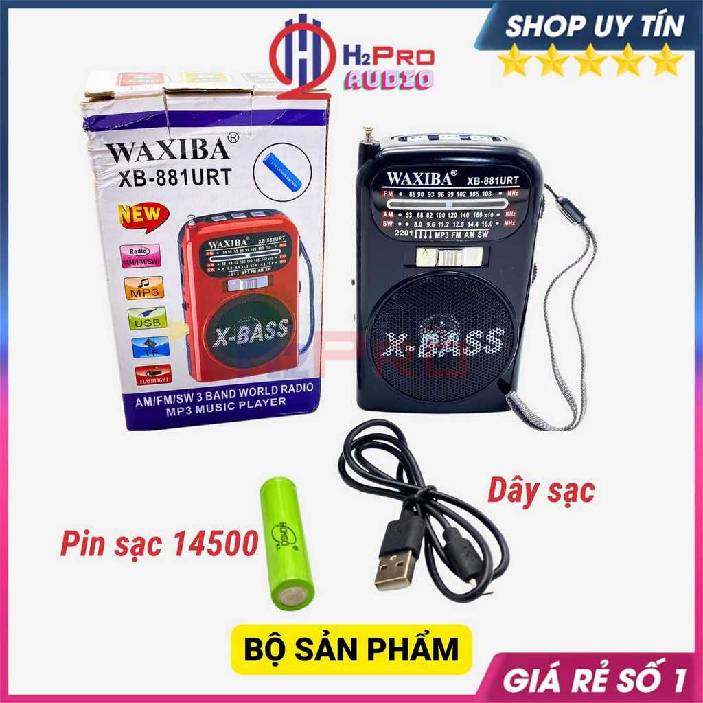 Đài Radio Mini, Đài Radio Cho Người Già Waxiba XB-881URT Cao Cấp Mp3/Usb/Thẻ Nhớ/Đèn Pin-Quà 50K Pin Sạc-H2Pro Audio
