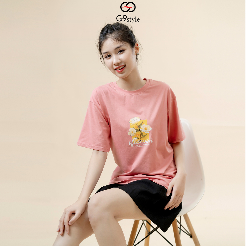 Áo thun cotton nữ Flower G9 STYLE, áo cotton thời trang thoáng mát phong cách trẻ trung năng động