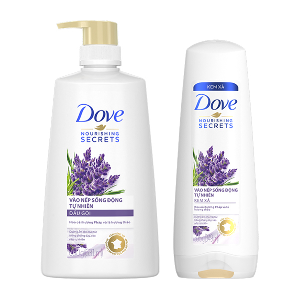 Dầu gội Dove chiết xuất oải hương và hương thảo cho tóc vào nếp sống động tự nhiên
