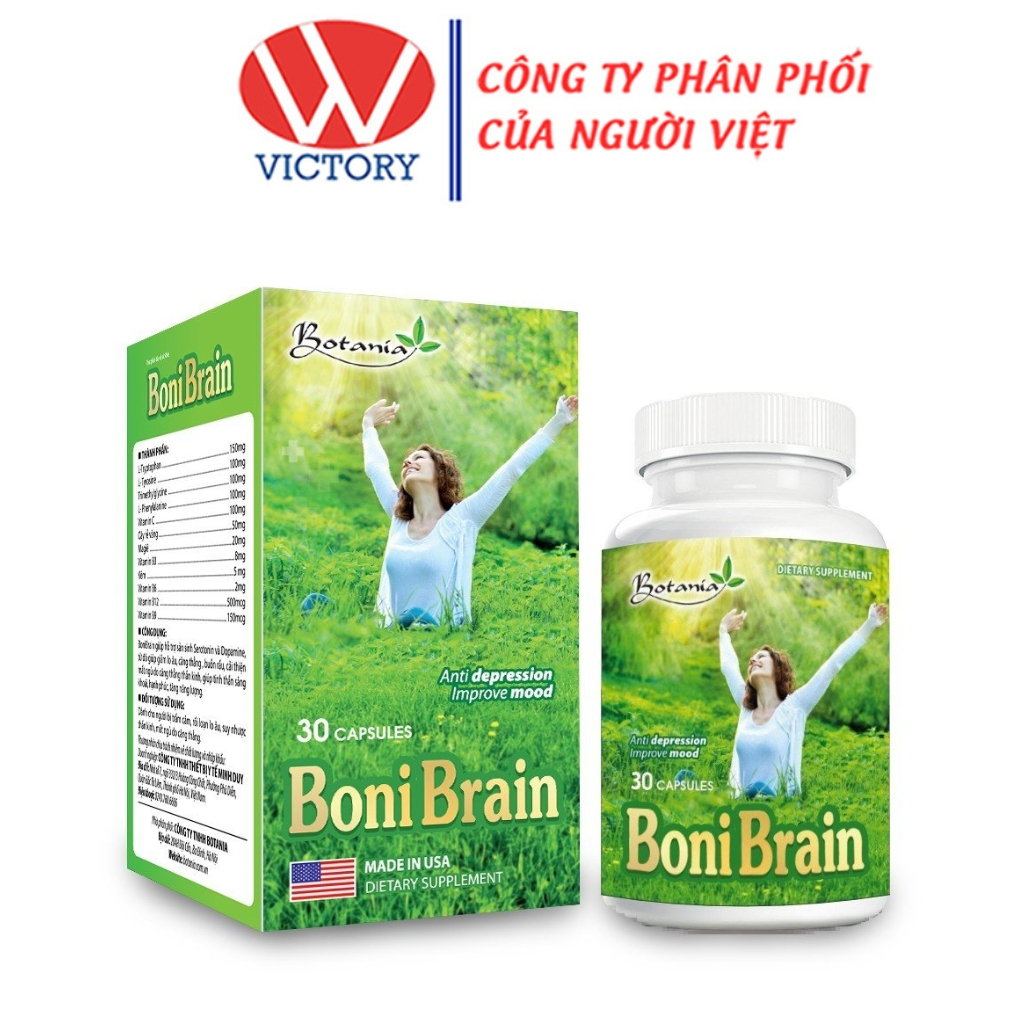 BoniBrain - Giúp hỗ trợ sản sinh Serotonin và Dopamine, giúp giảm lo âu, căng thẳng, buồn rầu - 30 viên - VIC Pharmacy