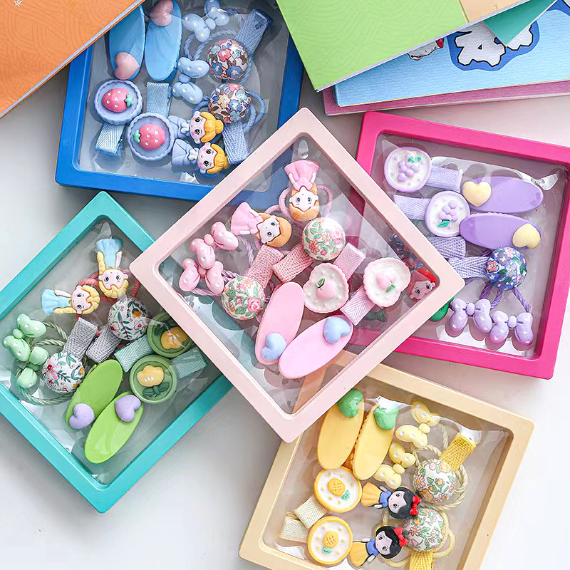 Set 10 Kẹp Kèm Dây Buộc Tóc Cho Bé Gái Cực Đáng Yêu