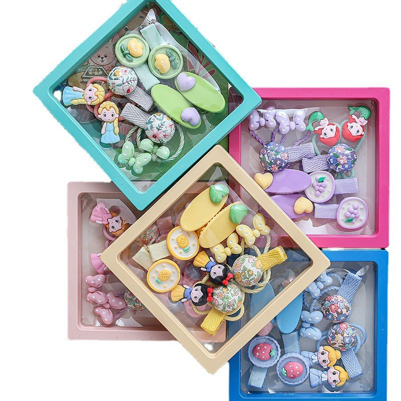 Set 10 Kẹp Kèm Dây Buộc Tóc Cho Bé Gái Cực Đáng Yêu