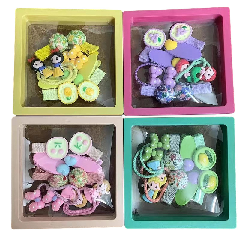 Set 10 Kẹp Kèm Dây Buộc Tóc Cho Bé Gái Cực Đáng Yêu