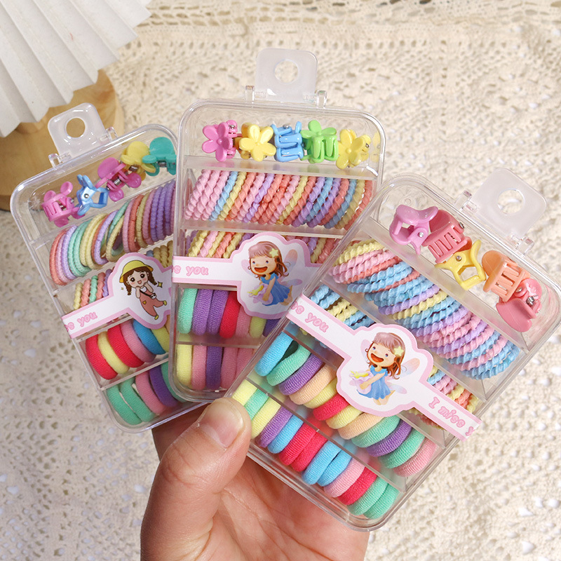 Set Dây Buộc Tóc Kèm Kẹp Càng Cua 5 Ngăn Cho Bé Gái
