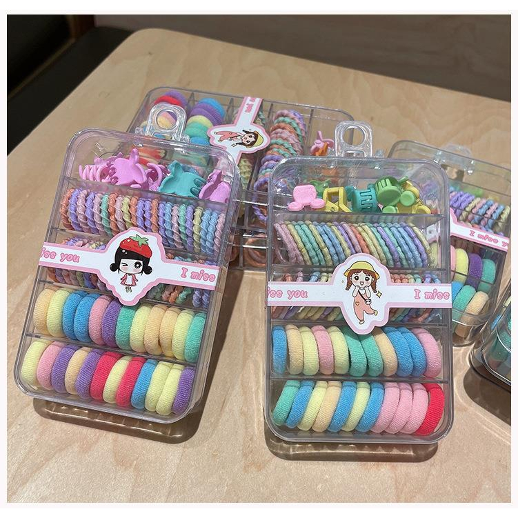 Set Dây Buộc Tóc Kèm Kẹp Càng Cua 5 Ngăn Cho Bé Gái