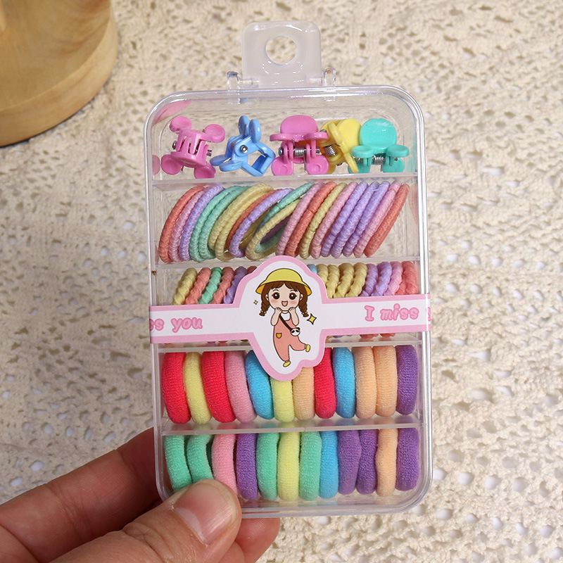 Set Dây Buộc Tóc Kèm Kẹp Càng Cua 5 Ngăn Cho Bé Gái