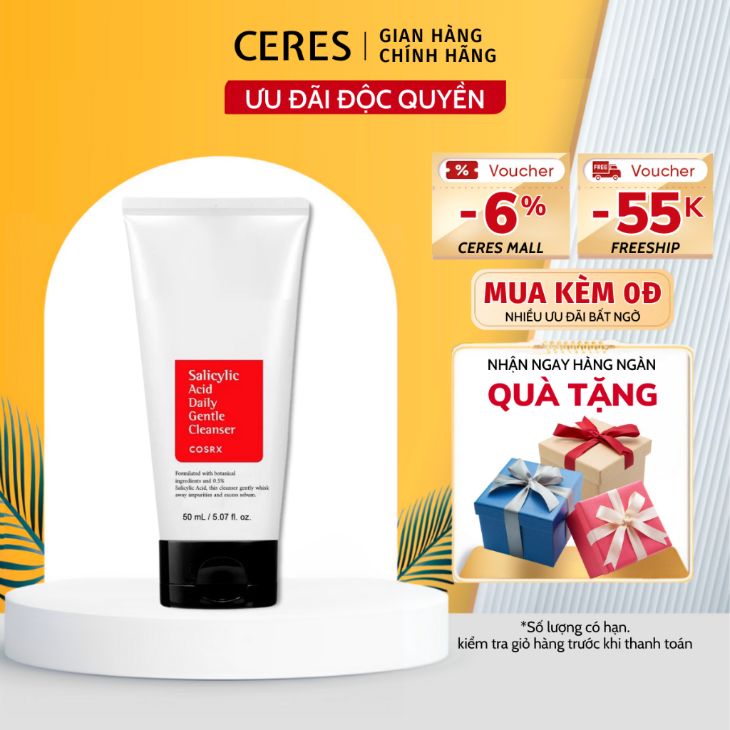 Sữa Rửa Mặt Cosrx Đỏ Salicylic Axit 0.5% Gel Rửa Mặt Tái Tạo Da 50ml