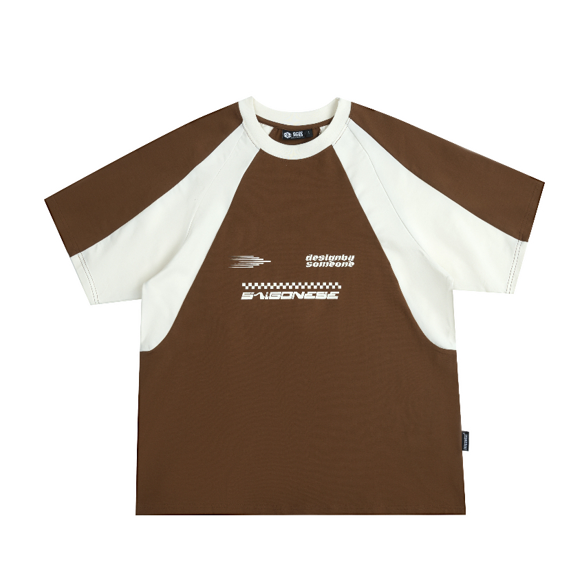 Áo Thun Raglan SAIGONESE Phông Cotton Premium Blockcore Form Rộng Unisex / Nâu