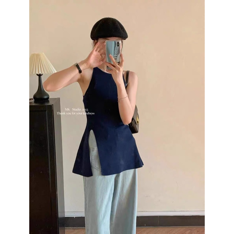 [NEW]ÁO LEN Mongtoghi CỔ YẾM XẺ TÀ HÀNG QUẢNG CHÂU siêu xinh