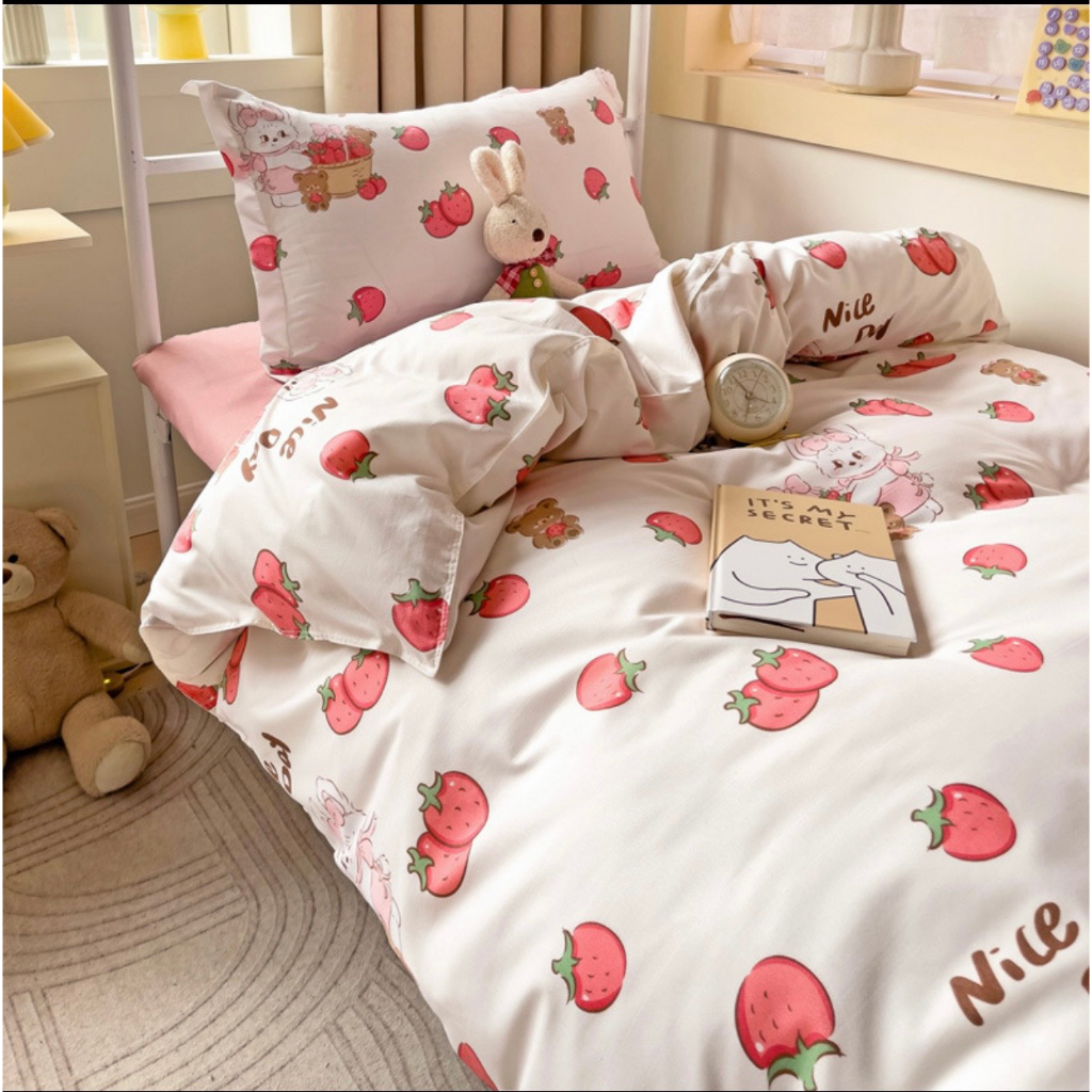 [BST 18] Bộ chăn ga gối Cotton Poly EmmiBedding phong cách Hàn Quốc Drap giường cotton hot trend (không kèm ruột)