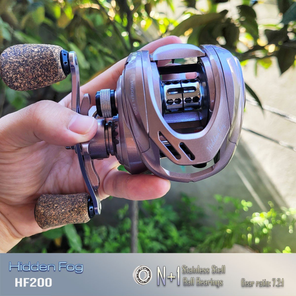 Máy câu lure máy ngang câu cá Hidden Fog HF200 tay trái và tay phải tải cá 10kg