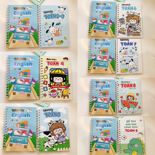 Combo 2 sổ tay takenote toán 2-3 4 5 6 7 8 9 + tiếng anh phiên bản 2023