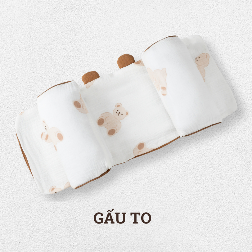 Gối Định Hình Đầu Mèo Vàng Thông Minh Unbee Chất Xô Muslin Hàn Quốc Dáng Tai Gấu, Chống Méo Đầu - Bẹt Gáy Cho Bé GC002