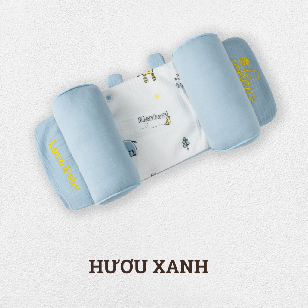 Gối Định Hình Đầu Mèo Vàng Thông Minh Unbee Chất Xô Muslin Hàn Quốc Dáng Tai Gấu, Chống Méo Đầu - Bẹt Gáy Cho Bé GC002