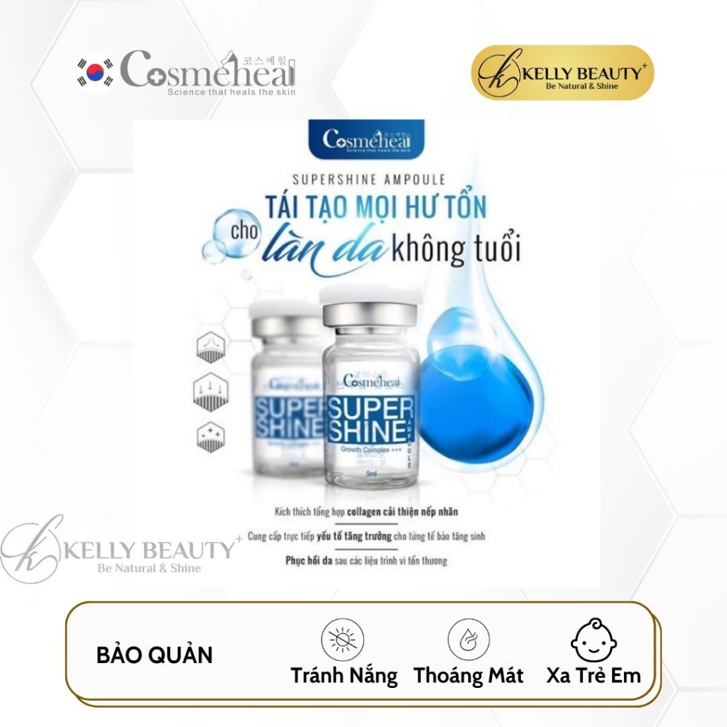 Tế Bào Gốc Căng Bóng Da Cosmeheal SuperShine Ampoule - Phục Hồi Da, Mờ Nếp Nhăn, Mịn Màng Da | Kelly Beauty