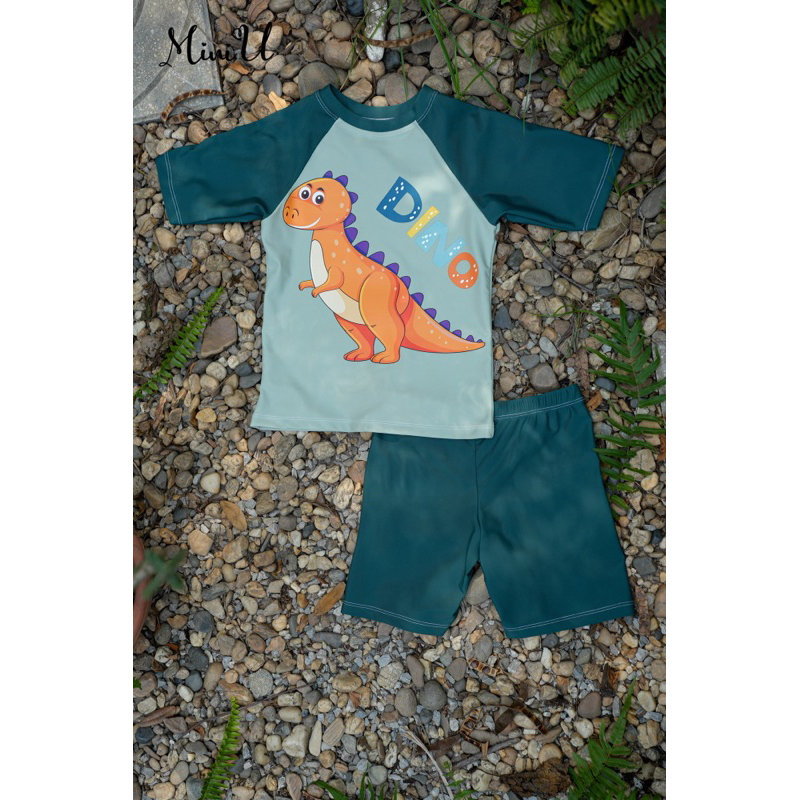 Bộ bơi bé trai Lovekids tay lỡ cho bé 17-40kg hình khủng long, chất bền đẹp, co giãn tốt, chống nắng cho bé