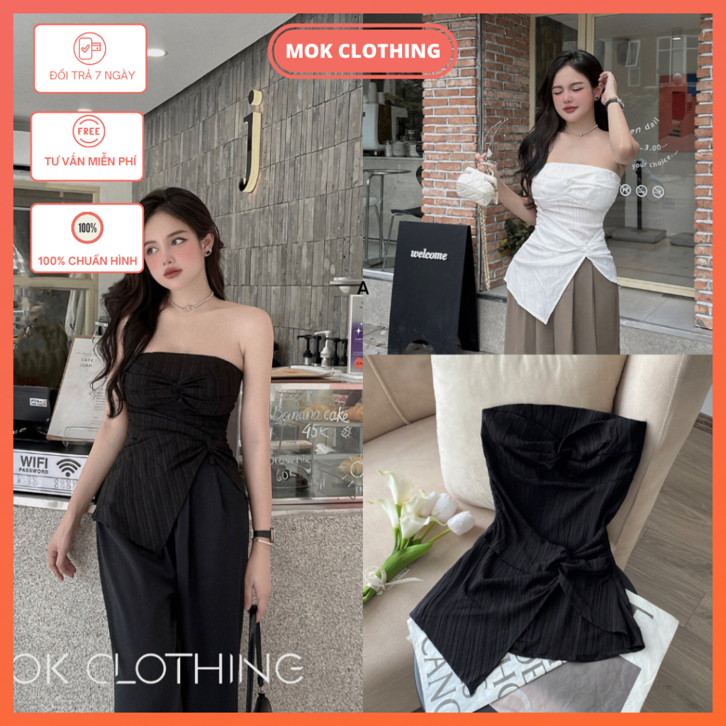 Áo quây nữ thiết kế xoắn eo xẻ tà chất tơ mềm phong cách dịu dàng nữ tính thích hợp cho nàng diện đi chơi xinh xắn