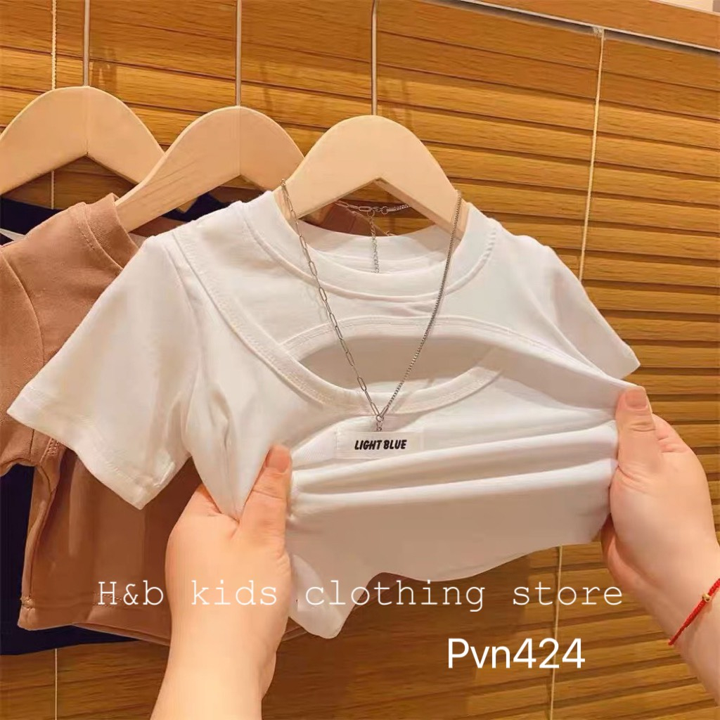 Áo thun cho bé gái , áo phông khoét ngực cách điệu cho bé gái 10-30kg