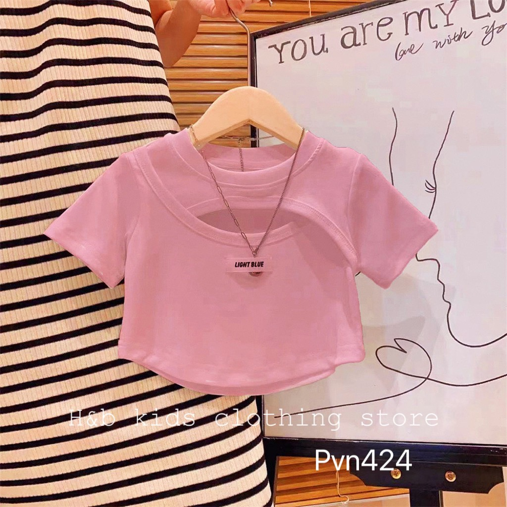 Áo thun cho bé gái , áo phông khoét ngực cách điệu cho bé gái 10-30kg