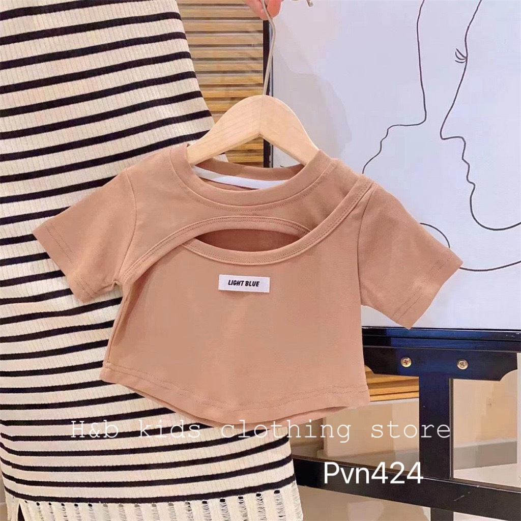 Áo thun cho bé gái , áo phông khoét ngực cách điệu cho bé gái 10-30kg
