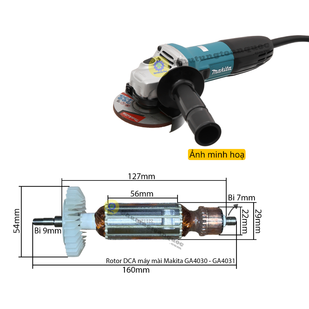 Rotor Máy Mài Góc Makita GA4030 - GA4031 | Ruột Máy Mài 100mm Makita GA 4030 Quấn 100% Dây Đồng