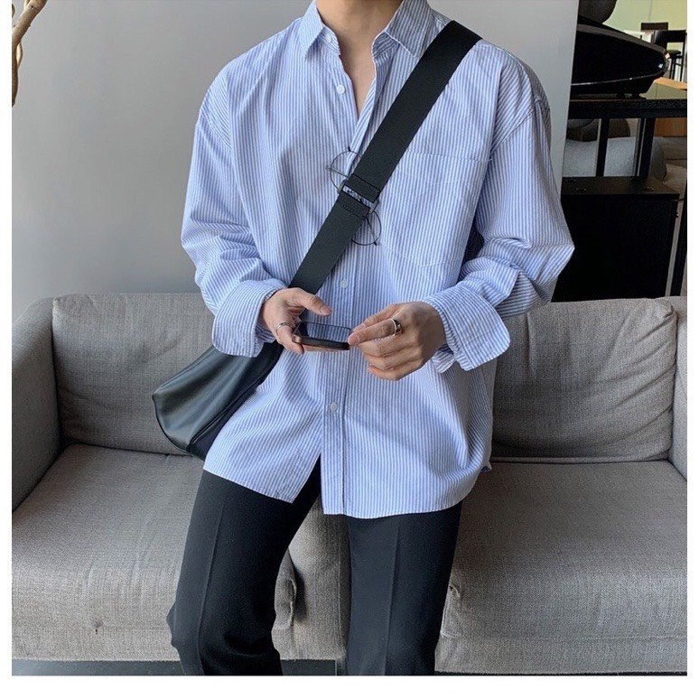 Áo Sơ Mi Nam Tay Dài Màu Xanh