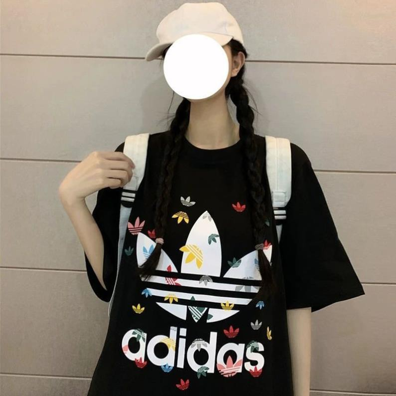 Áo phông adidas logo sắc màu chất thun cotton dày mát unisex nam nữ 918 OFUS