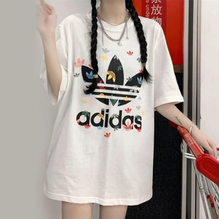 Áo phông adidas logo sắc màu chất thun cotton dày mát unisex nam nữ 918 OFUS