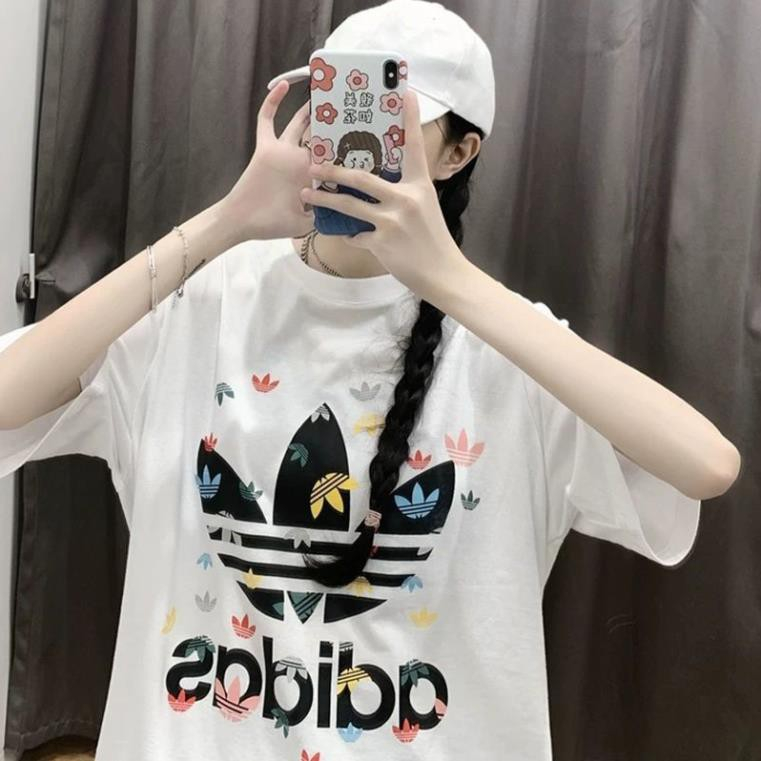 Áo phông adidas logo sắc màu chất thun cotton dày mát unisex nam nữ 918 OFUS