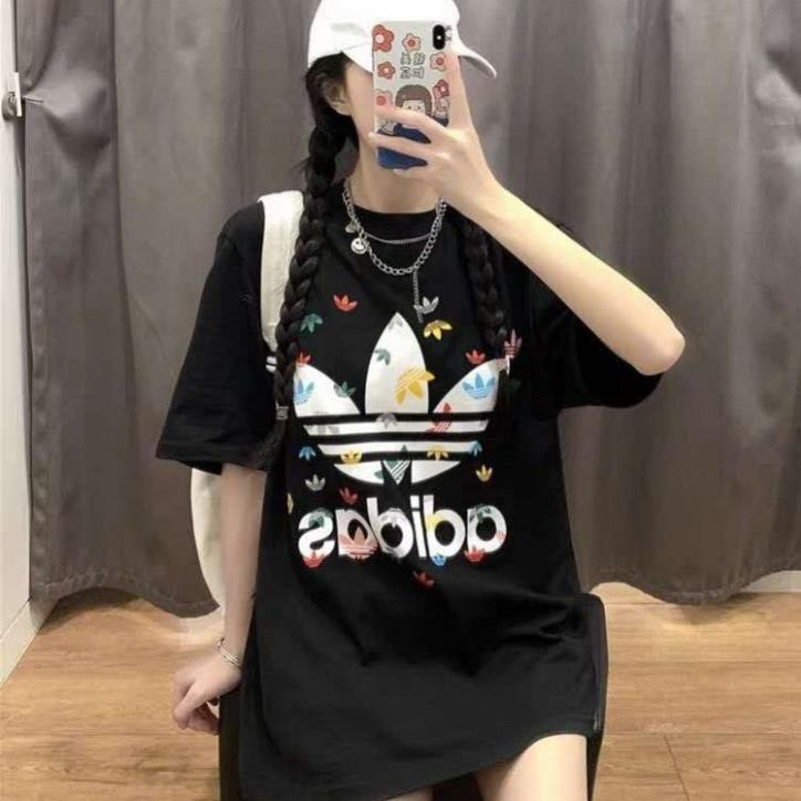 Áo phông adidas logo sắc màu chất thun cotton dày mát unisex nam nữ 918 OFUS
