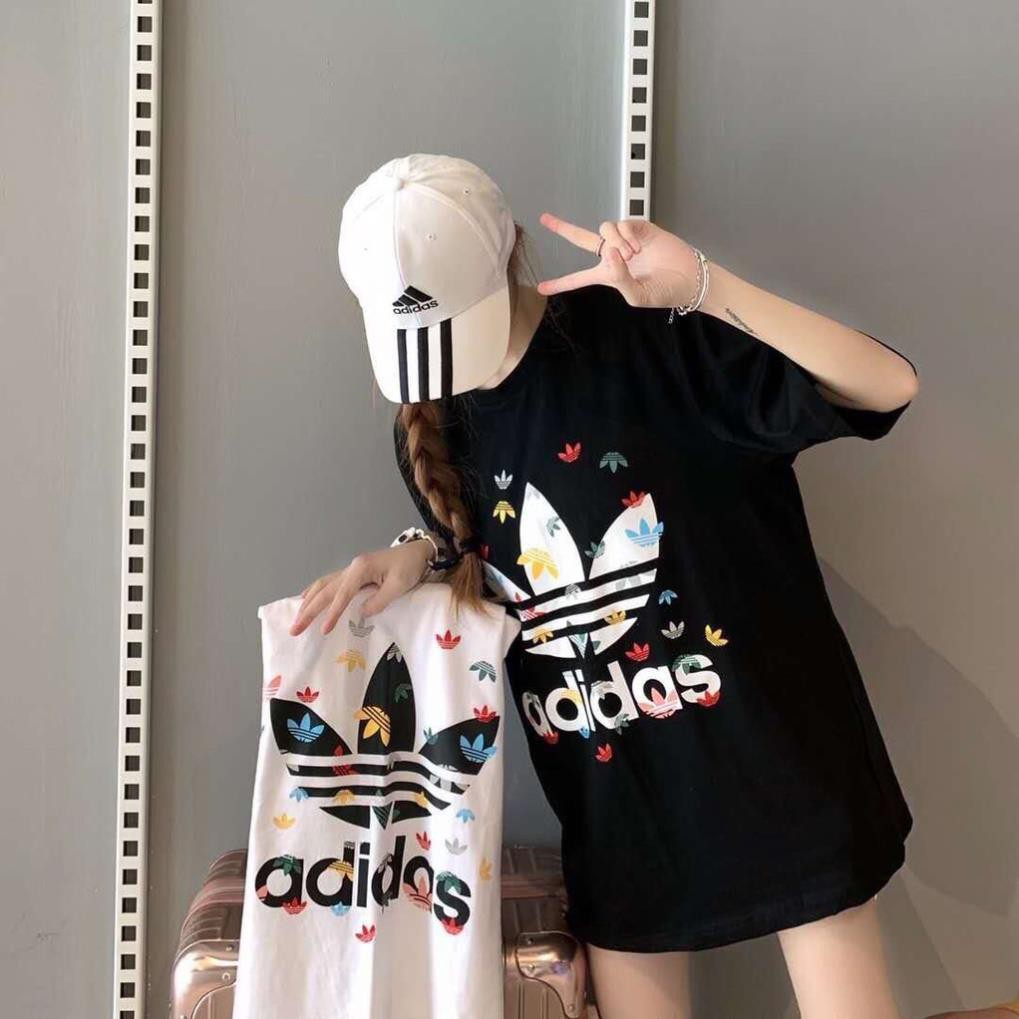 Áo phông adidas logo sắc màu chất thun cotton dày mát unisex nam nữ 918 OFUS
