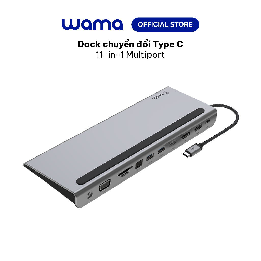 Bộ chuyển đổi Dock USB type C 11-in-1 Multiport Belkin tối ưu không gian làm việc - HÀNG CHÍNH HÃNG CAO CẤP - INC004bt