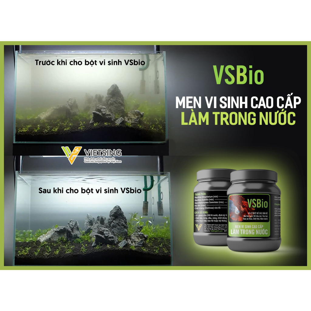 Men vi sinh bột VSbio  cho bể thủy sinh cá cảnh