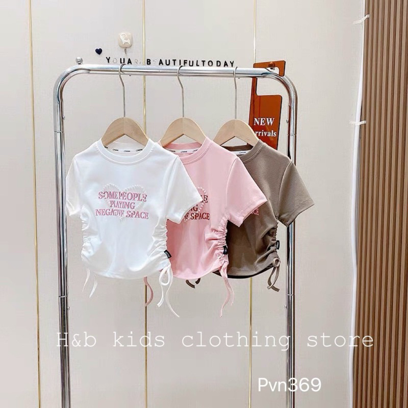 Bán giá sỉ: áo cotton tàu rút eo đính ngọc siêu đẹp bé gái 8-28kg