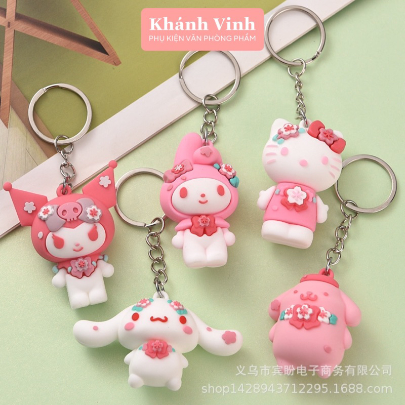 Bộ Móc Khoá Hoạt Hình Sanrio Hình Kuromi Hồng Xinh Xỉu