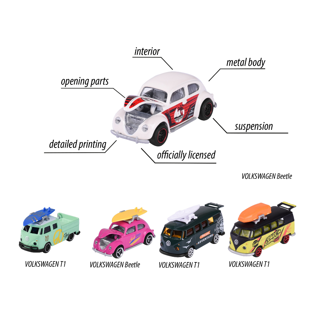 Đồ Chơi Xe Mô Hình MAJORETTE VW The Originals 1:64 Volkswagen Die-Cast Model Cars Toys - Majorette Vietnam