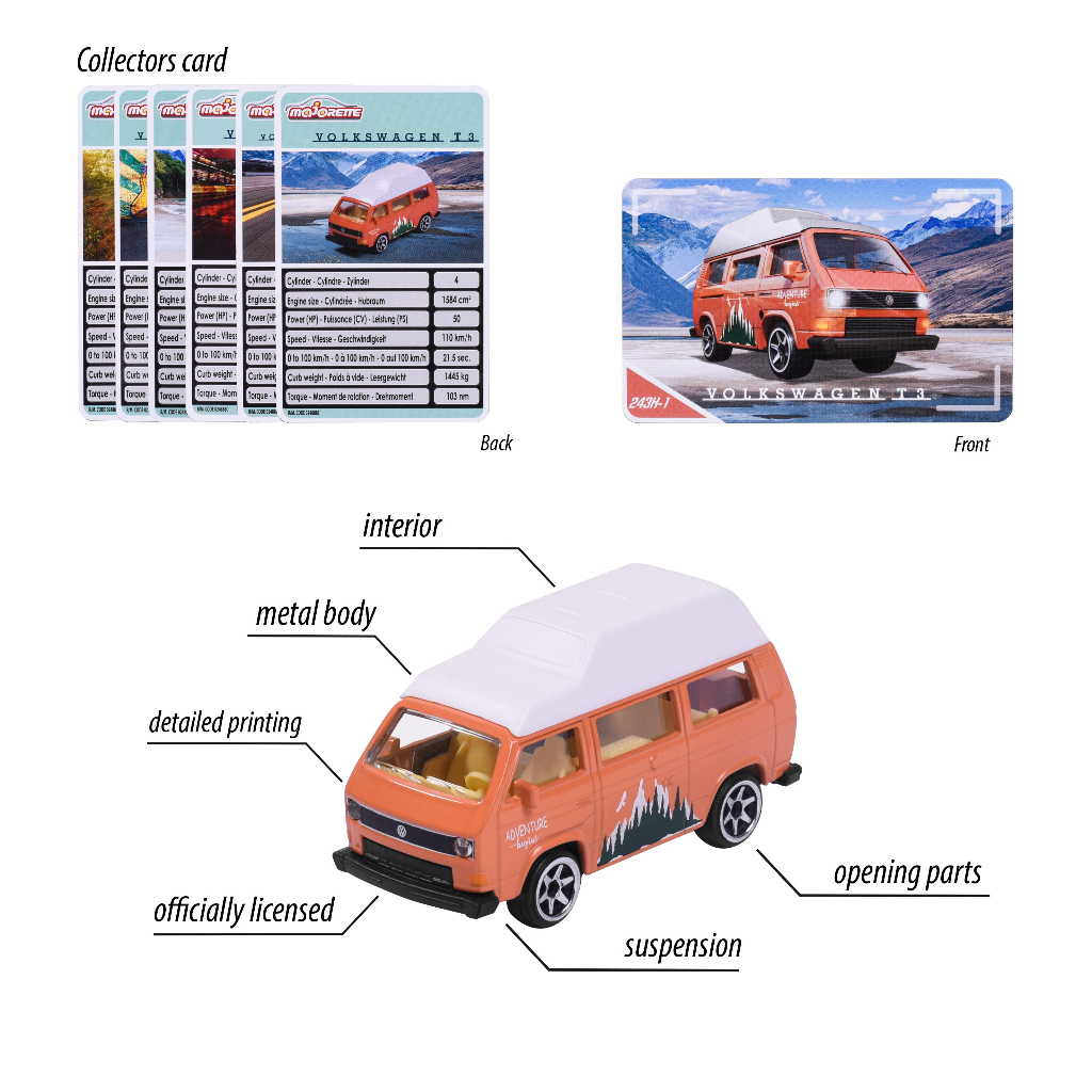 Đồ Chơi Xe Mô Hình MAJORETTE VW The Originals 1:64 Volkswagen Die-Cast Model Cars Toys - Majorette Vietnam